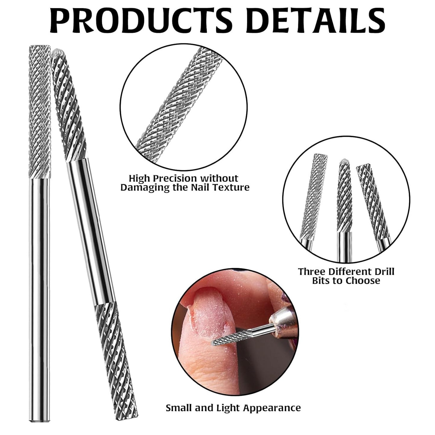 2Pcs 3XF Cuticle Nail Drill Bit, Cuticle Bit for Nail Drill Double Heads Cuticle Drill Bits Nails Diamond-Shaped Nail Bits Drill, Cuticle Drill Bit Clean Dead Nail for Manicure Home Salon Supplies