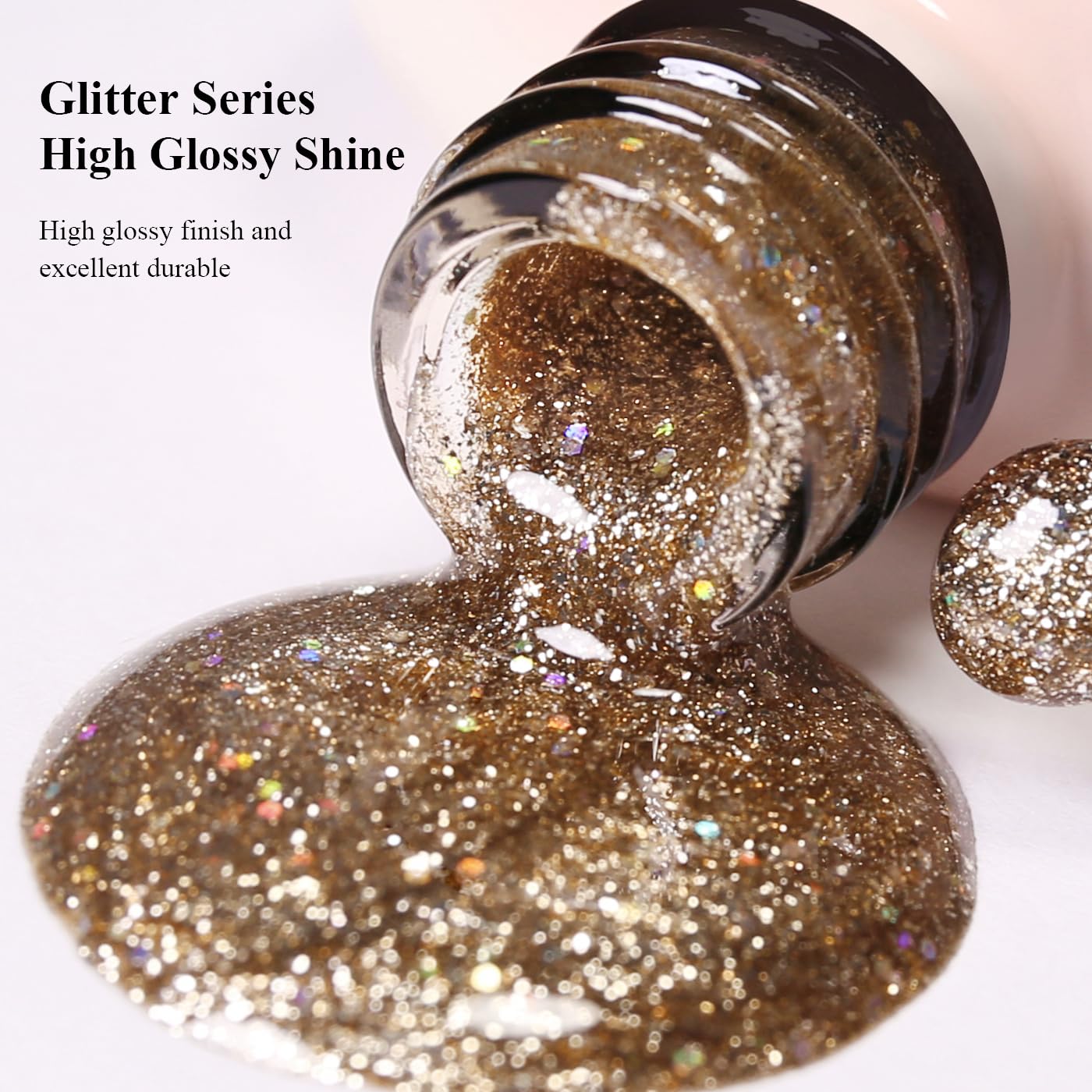 Imtiti 10ml Gold Glitter Gel Nail Polish Long Lasting Soak Off UV Led Christmas Gold Gel Polish Salon DIY at Home Gift for Women 1Pcs
