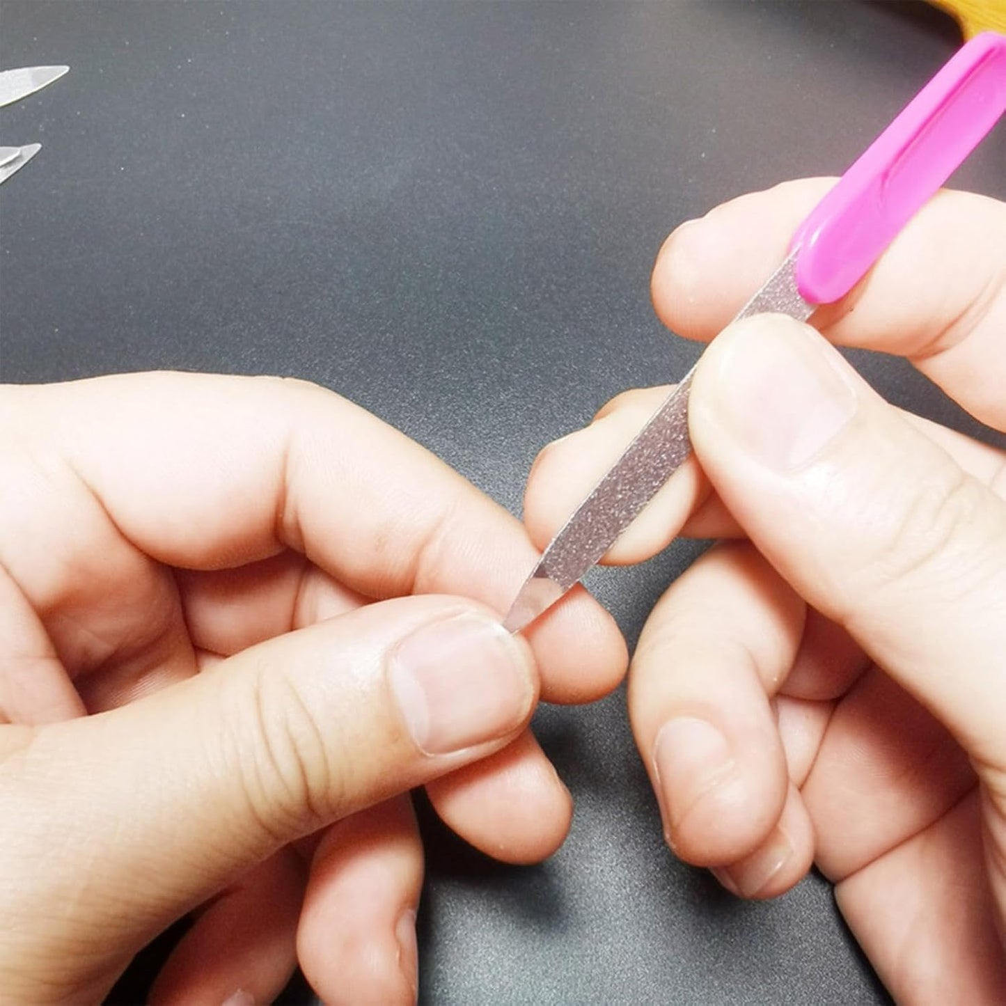 6 Pcs Metal Nail File, Double Sided Grit Fingernails Filers Stainless Steel Natural Diamond Finger Nail Filers Nail Emery Boards Tool Nail Buffers