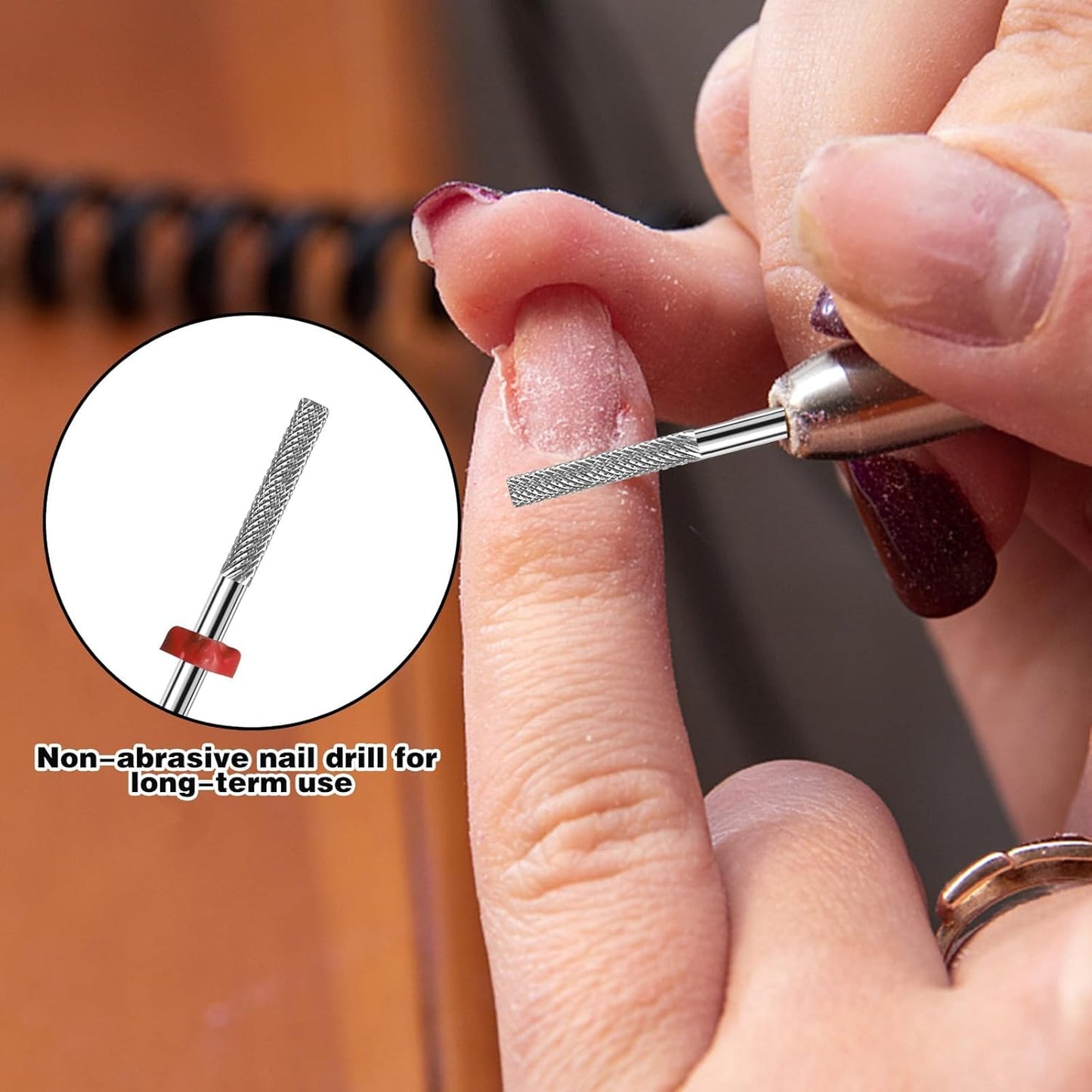 2Pcs Nail Drill Bits, Nail Drill Bits Cuticle Bit for Nail Drill Suitable for Electric Nail File, Nail Bits Cuticle Drill Bits for Nails Cleans Dead Nail Supplies Carbide Drill Bits Remover