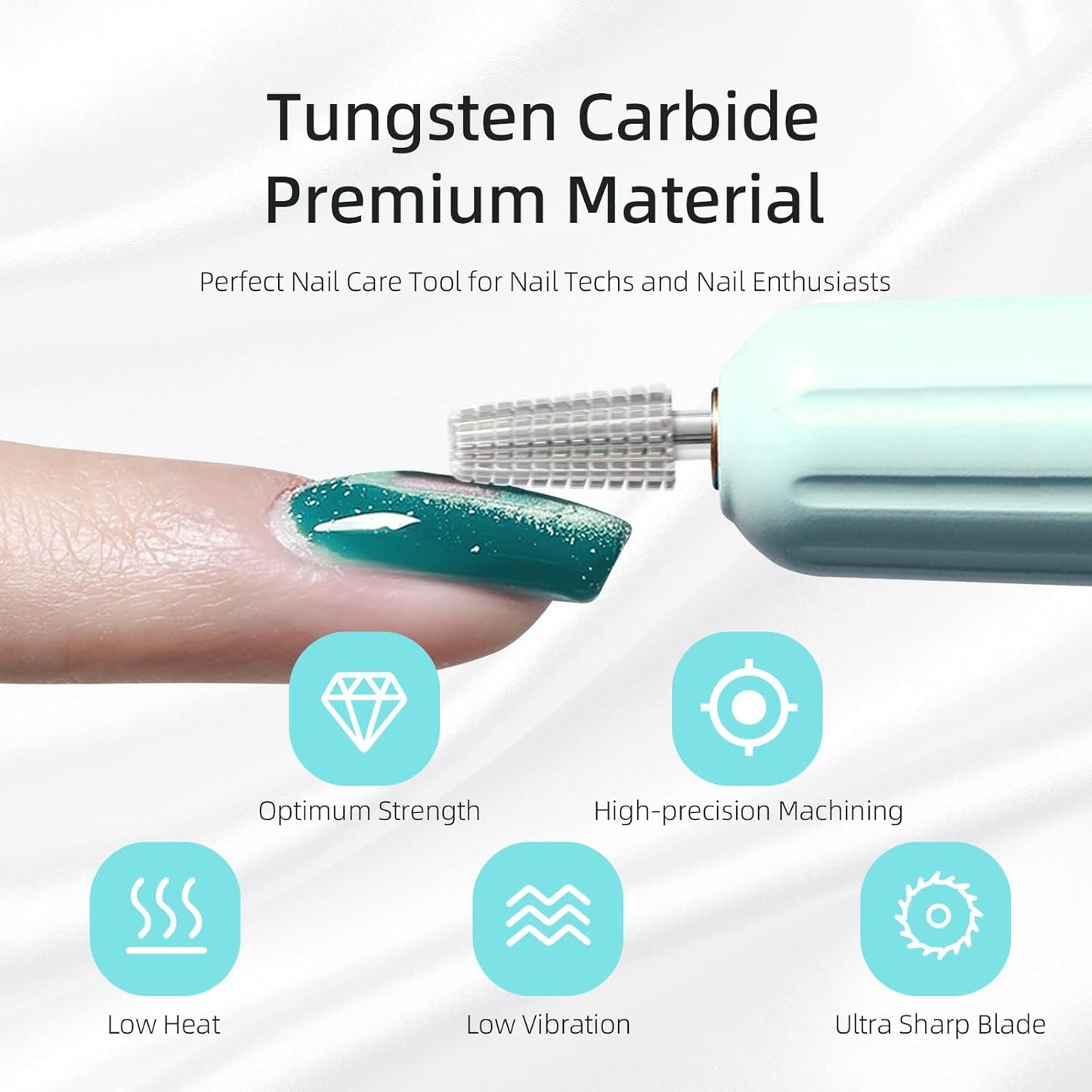 Mini 5 in 1 Nail Drill Bit, 10mm Tapered Drill Bits for Nails, 3/32" Two-way Professional Safety Carbide Nail Bits, Electric Manicure Acrylic Gel Polish Cuticle Clean Removal Tool, Medium