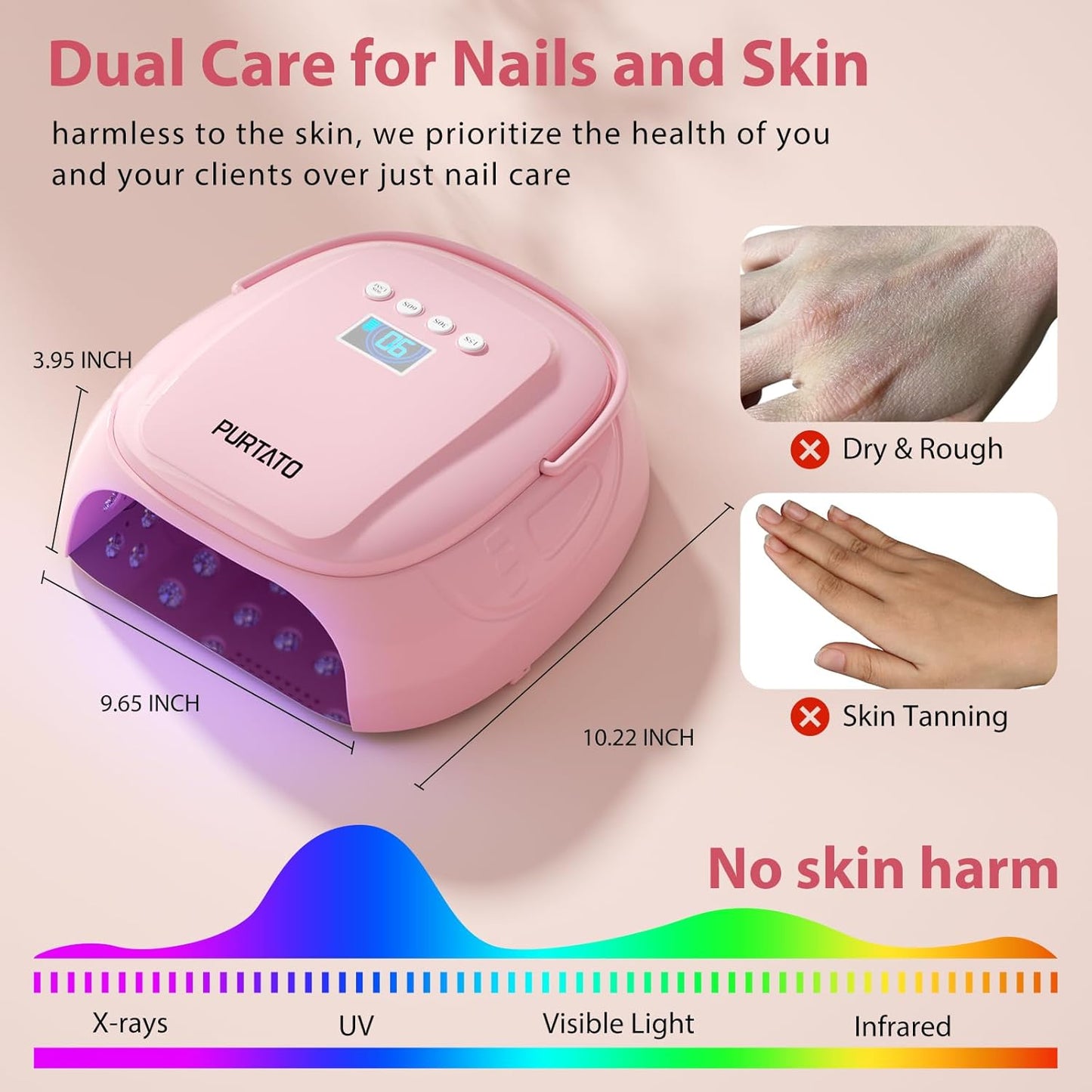 126W Cordless Rechargeable UV LED Nail Lamp, Fast Curing Gel Nail Dryer with 4 Timers, Portable Professional Nail Light for Salon and Home (Pink)