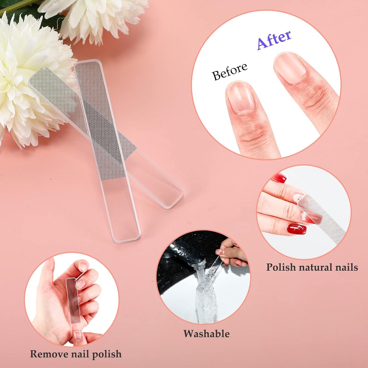 Zhehao 6 Pcs Glass Nail File and Nail Shiner Set Manicure Pedicure Glass File Buffer Cuticle Trimmer Nano Finger Nano Foot Scrubber Callus Remover Foot Care Pedicure Fingernails Toenail (Blue Purple)