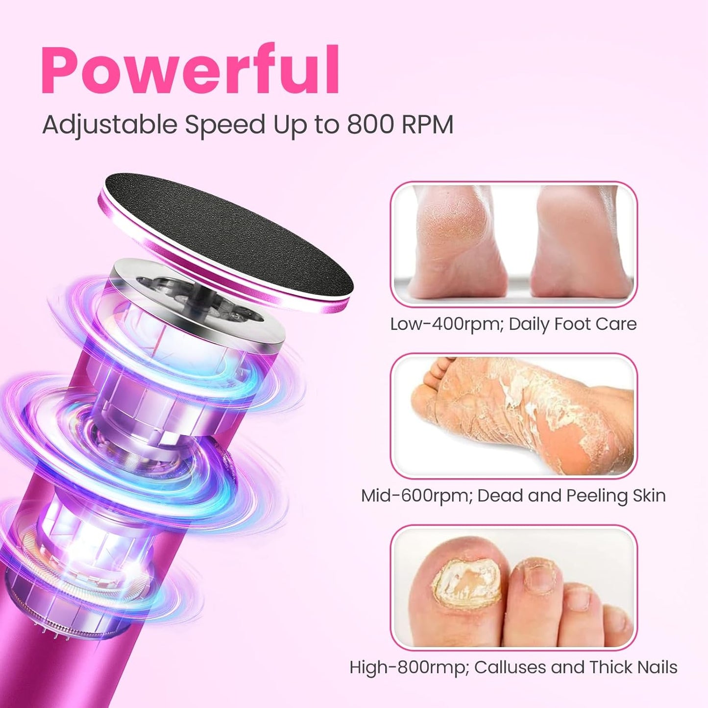 Electric Foot Callus Remover with 36 in 1 Pedicure Kit | Adjustable Speed | Mini Portable | 60 Pcs Sandpaper Discs | Professional Electric Callus Remover for Feet for Dead Skin and Calluses