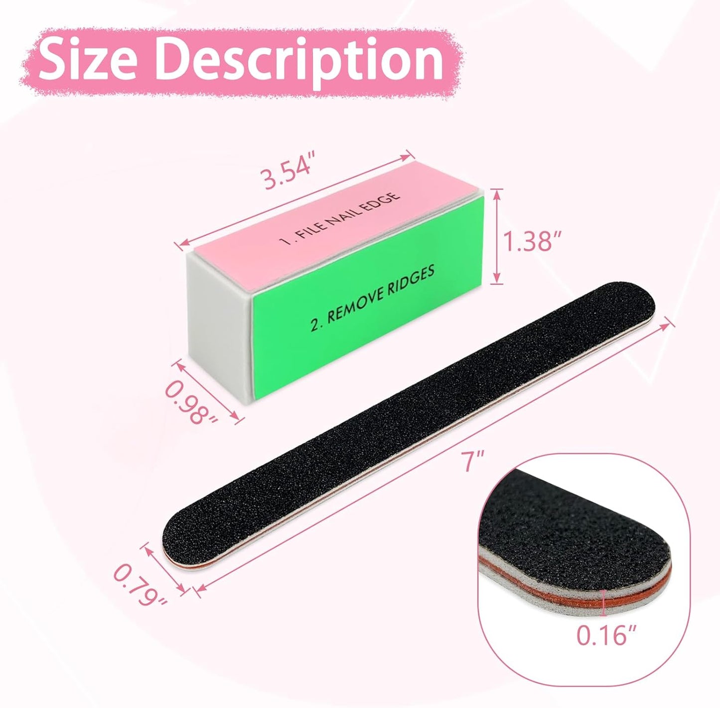 26 Pack Nail Files and Buffers Set, 100/180 Grit Black Nail Files and Nail Buffer Blocks, Professional Pedicure and Manicure Tools Kit for Nail Care and Nail polishing