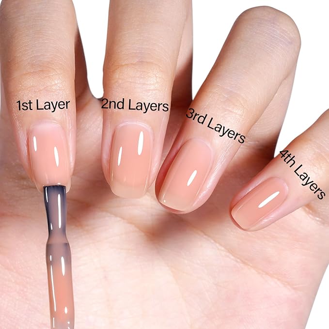 AILLSA Nude Gel Polish Authentic Self Neutral Gel Nail Polish Sheer Skin Color Translucent Gel Polish Long Lasting Natural Jelly Nails Soak Off U V Gel for French Manicure Nail Art at Home 0.51 Fl Oz