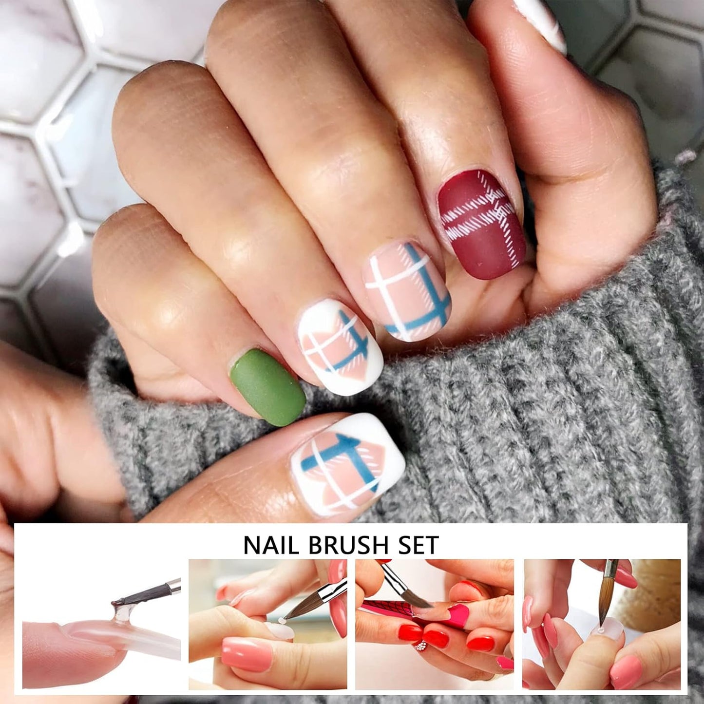 Acrylic Nail Brush Dappen Dish Set, 6PCS Nail Art Pen and 4PCS Crystal Dappen Dish, Manicure Bowl Cup Glass Container for Acrylic Liquid Nail Tool Kit (Black)