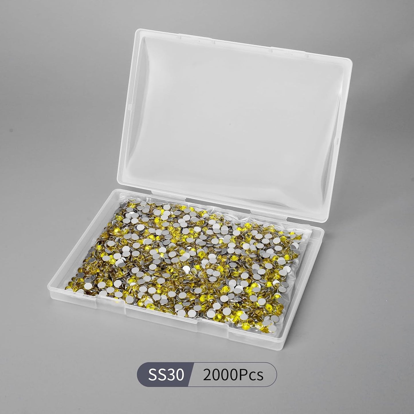 2000PCS Lemon Yellow Rhinestones Bulk, Flat Back Crystal Glass Stone Round Gems,SS30, 6.4-6.6mm