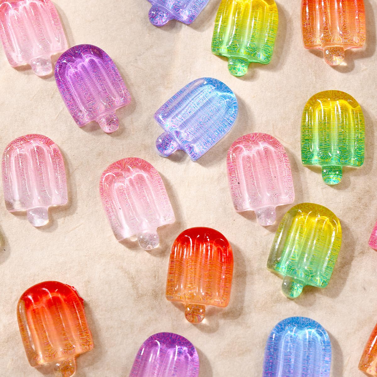 50Pcs Summer Colorful Ice Cream Nail Art Charms Kawaii Nail Charms for Acrylic Nails Mini Ice Lolly Summer Flatback Nail Rhinestones for Women Nails DIY Nail Supplies Cute Nail Art Craft Accessories