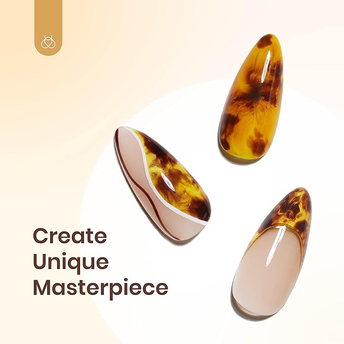 Beetles Fall Gel Polish with Blooming Gel - Amber Attraction 5 Colors Brown Gel Polish White Wine Fall Color Nail Polish Set Clear Blooming Polish Soak Off Uv Nail Art Gfit Set for Women