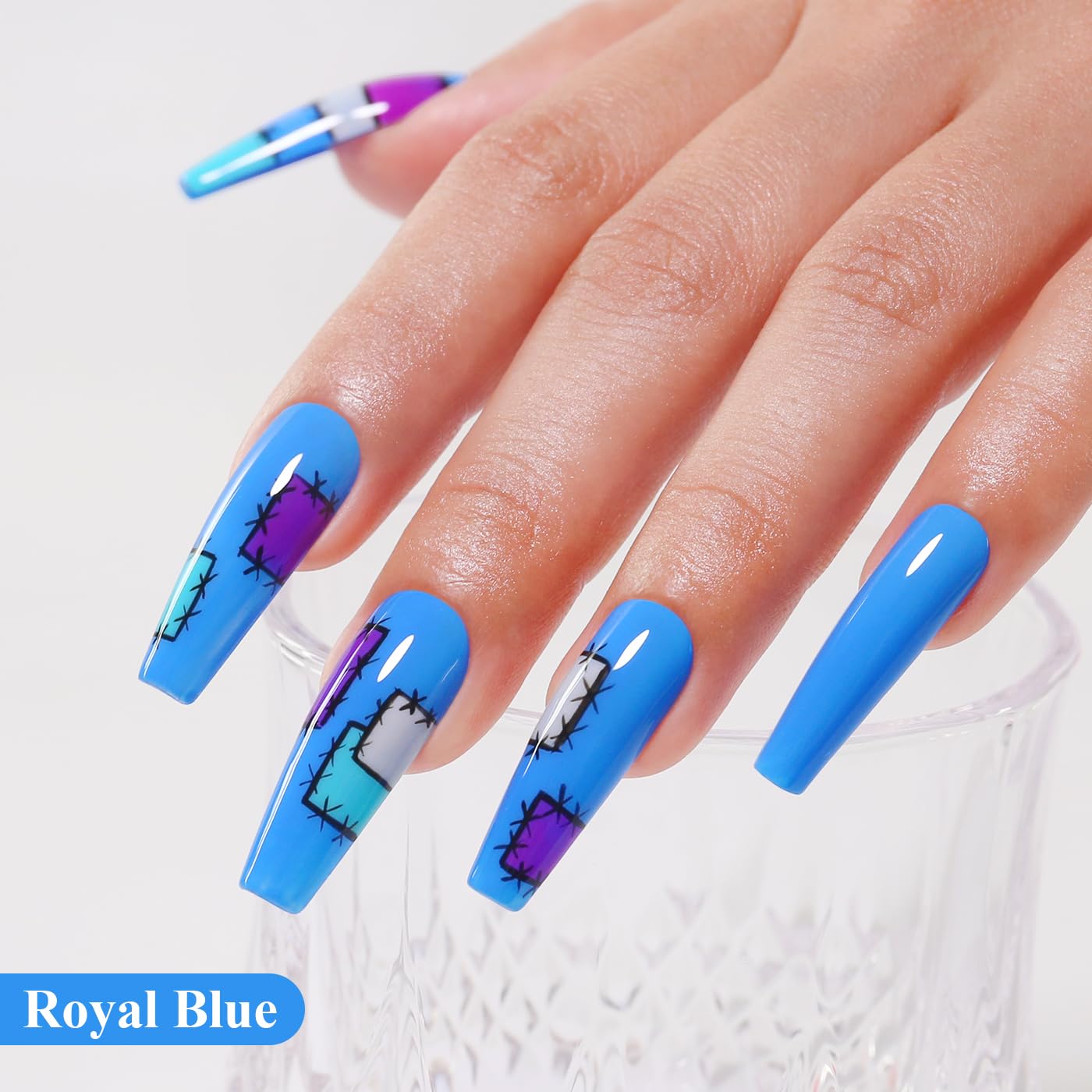 Imtiti Blue Gel Nail Polish, Royal Blue Nail Gel Polish High Gloss Soak Off UV LED Spring Summer Nail Art Manicure Salon DIY Design 10ML