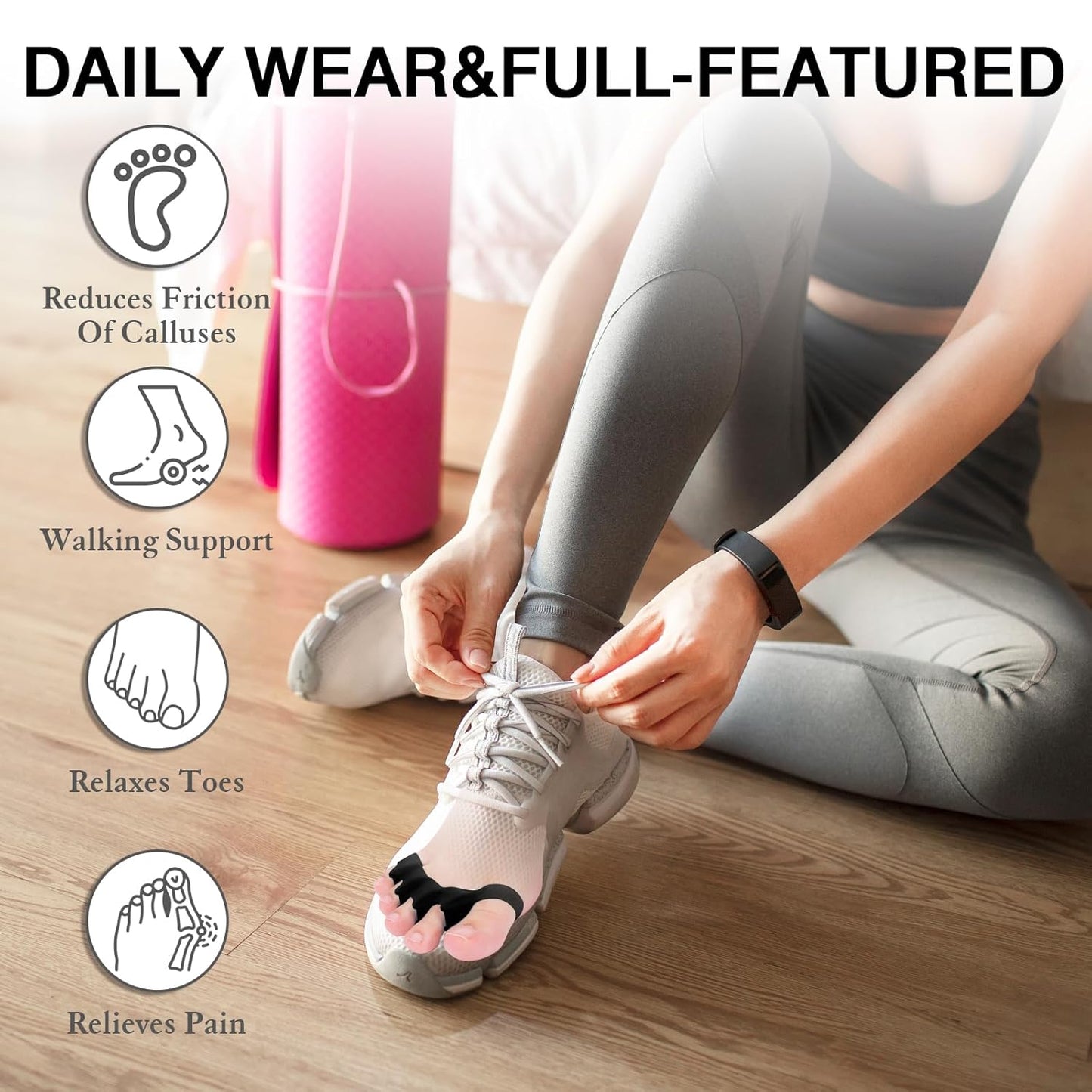 2PCS Toe Spacers for Women and Men, Toe Separators for Pedicure, Bunion Corrector, Hammer Toe Straightener, Plantar Fasciitis, Toe Spreaders for Foot Pain Relief and Foot Health.
