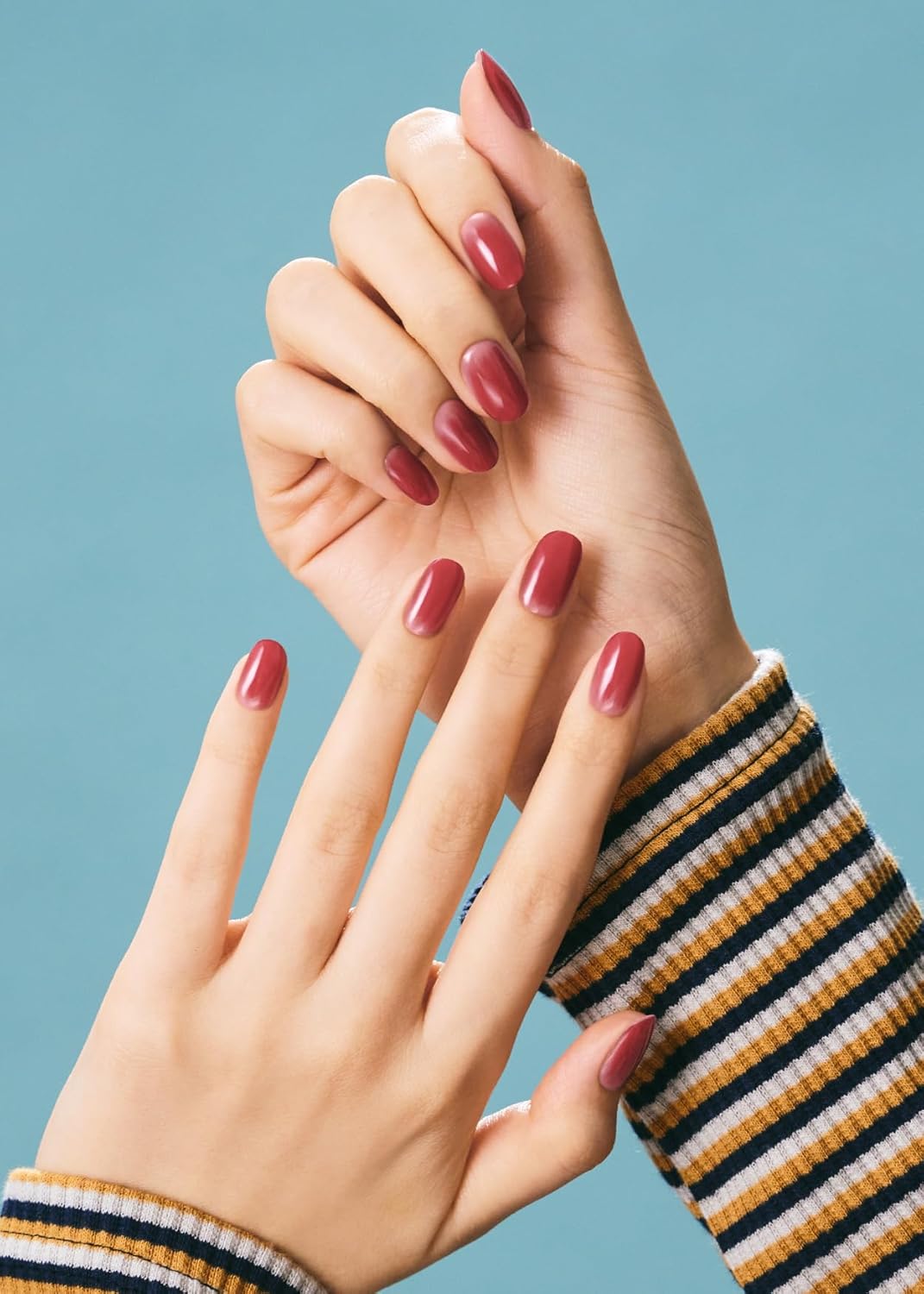 ohora Semi Cured Gel Nail Strips (N Deep) - Red, Jelly, Works with Any UV/LED Lamps, Salon-Quality, Long Lasting, Easy to Apply & Remove - Includes 2 Prep Pads, Nail File & Wooden Stick