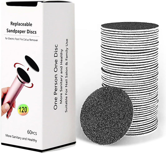 60PCS Replaceable Sandpaper Discs 120 Grit Sandpaper Refill Pad Disks for Electric Foot File Callus Remover (120 Grit)