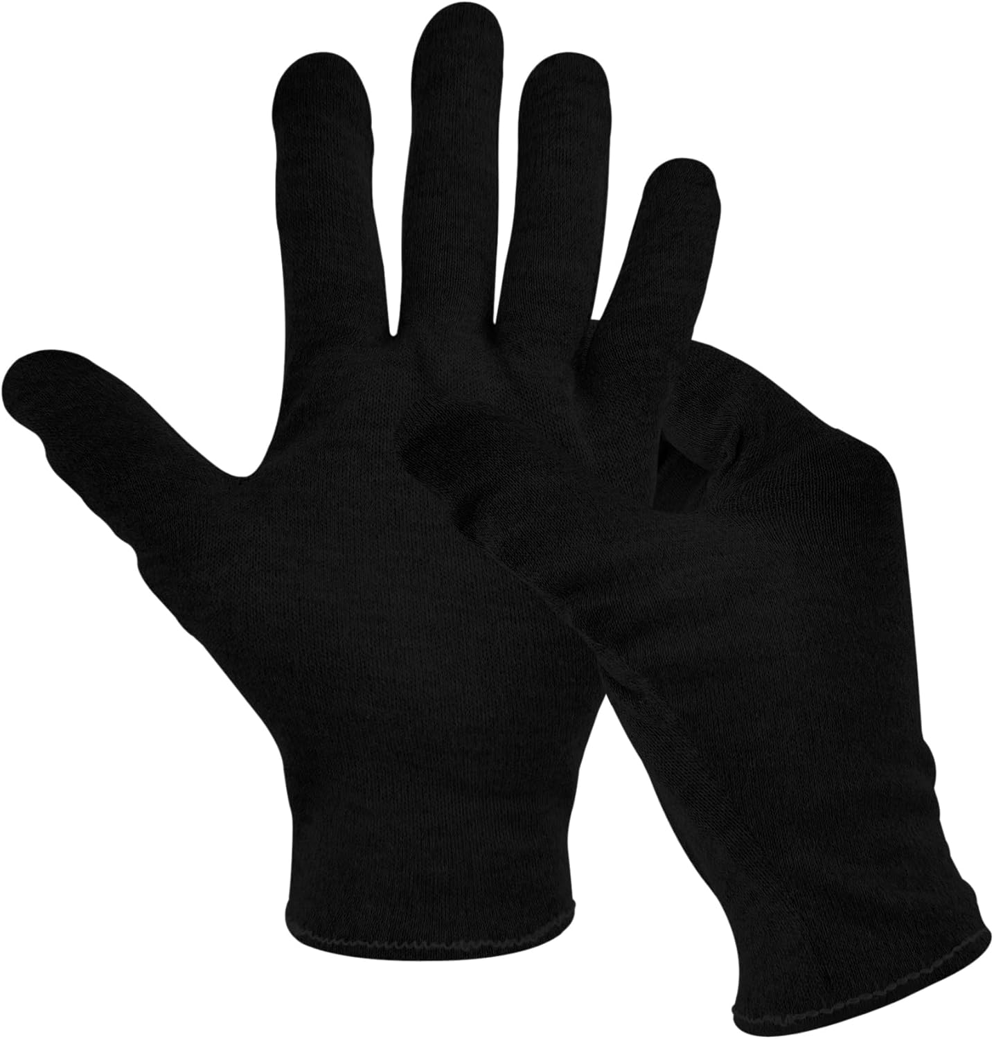 3 Pairs(6Pcs) Cotton Gloves for Eczema and Dry Hands, Moisturizing Gloves, Work Gloves for Men, Women, SPA, Jewelry Inspection (Black, 3 Pairs)