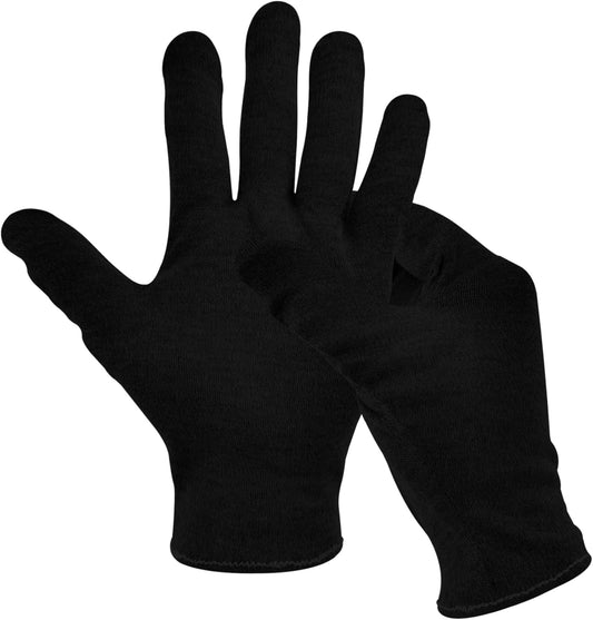 3 Pairs(6Pcs) Cotton Gloves for Eczema and Dry Hands, Moisturizing Gloves, Work Gloves for Men, Women, SPA, Jewelry Inspection (Black, 3 Pairs)