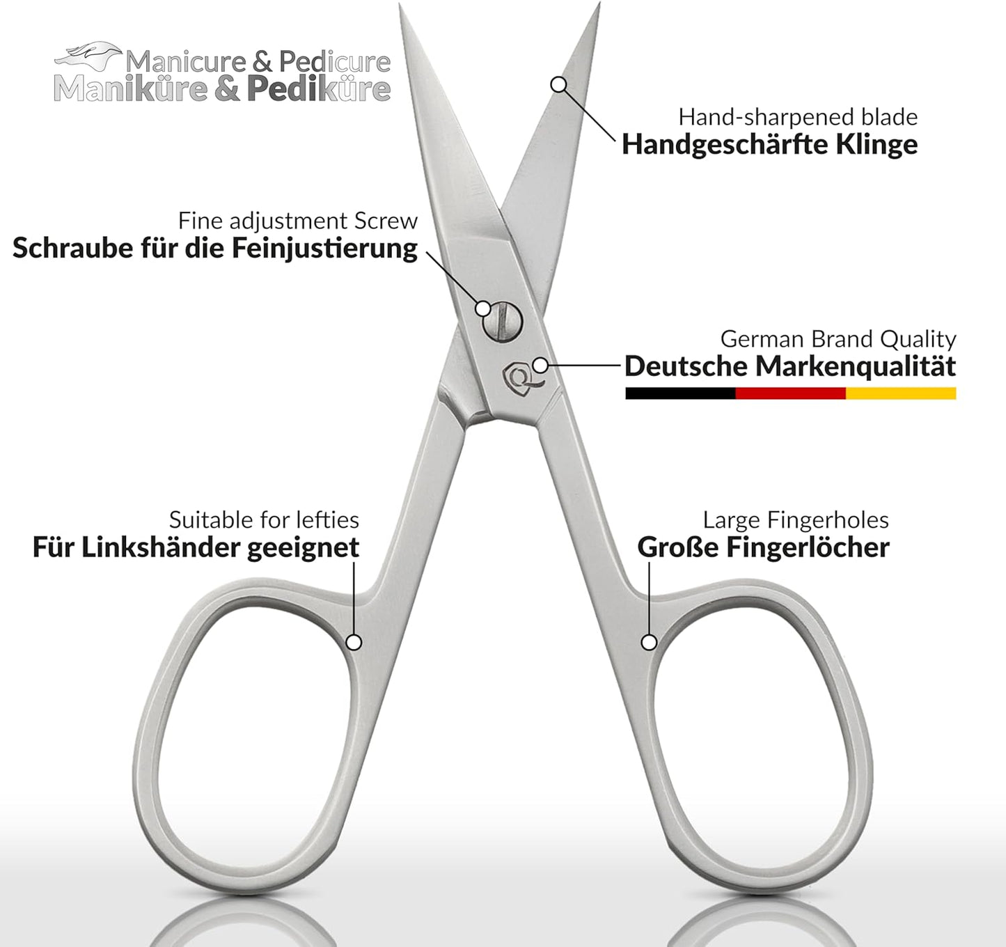 Solingen Nail Scissors Curved Blade – Precision Stainless Steel for Fingernails & Toenails, Manicure & Pedicure, Extra Sharp with Stylish Storage Case
