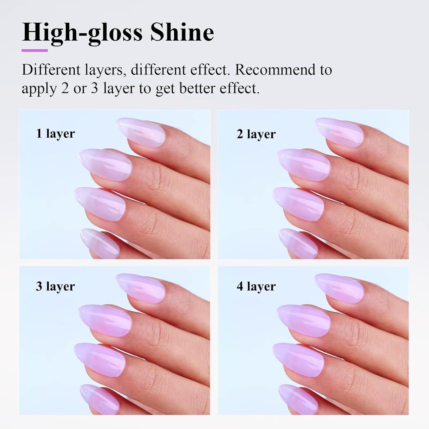 Imtiti Jelly Gel Polish - 0.5 Fl Oz Lavender Purple Jelly Gel Nail Polish - Soak Off LED U V Nail Art Starter Manicure Salon Kit