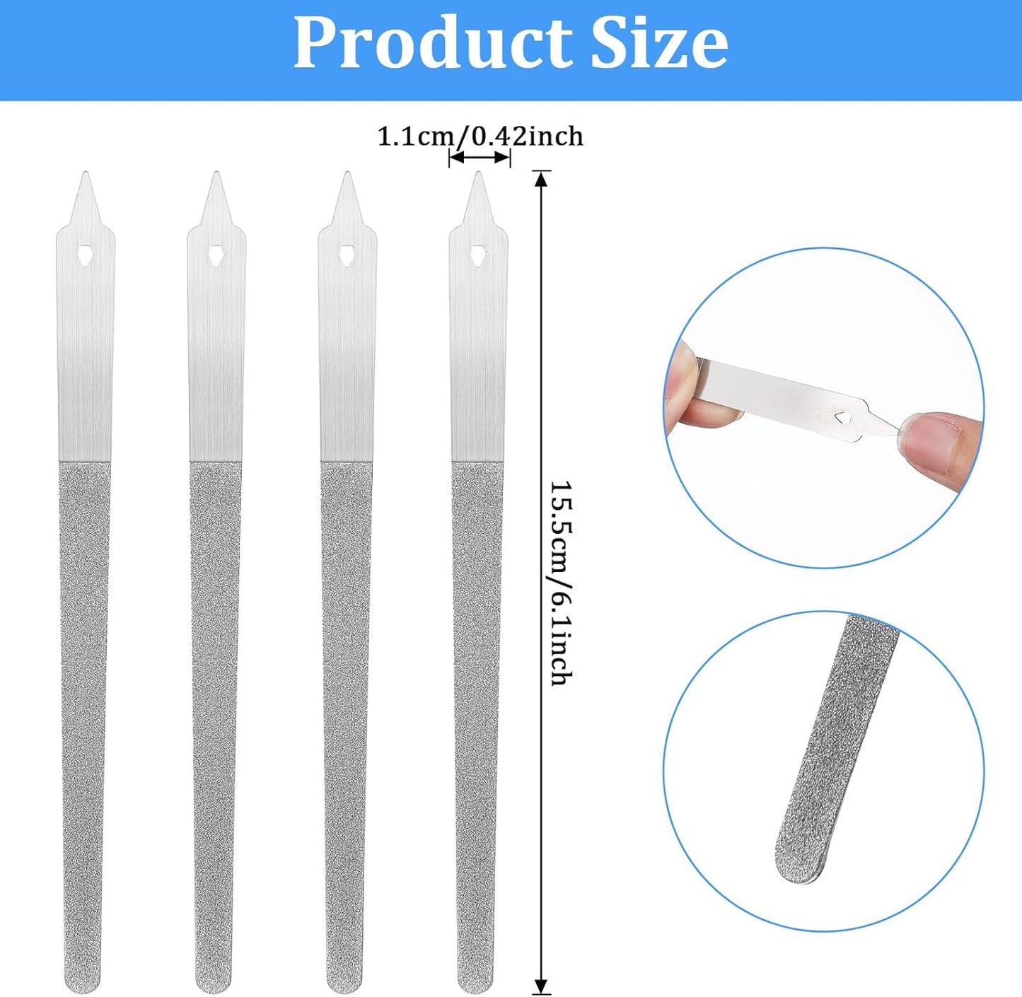 4 Pcs Diamond Deb Nail File, Professional Nail Files Metal Nails Dresser with Sharp, Non Slip Handle Double Sided Fingernail File for Manicure, Pedicure