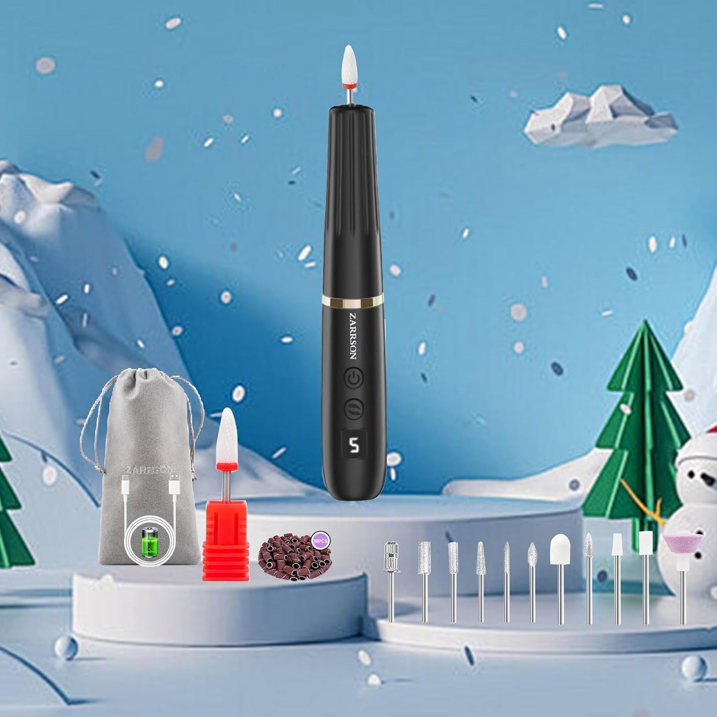 Electric Nail Filer, Professional Nail Drill Kit, Electric Nail Drill Kit, Portable File for Acrylic Gel Nails, Cordless Nail File Electric Manicure Pedicure Tools with Drill Bits for Home Salon