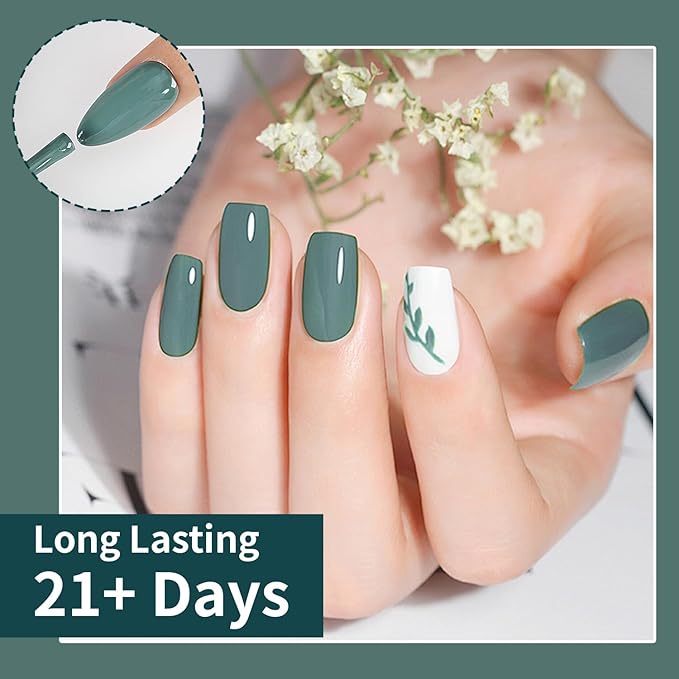 JODSONE Gel Nail Polish 10ml Grayish Pea Green Gel Polish Grey Green Nail Color Professional Finish Easy Application Low Odor Need U V Lamp Curing