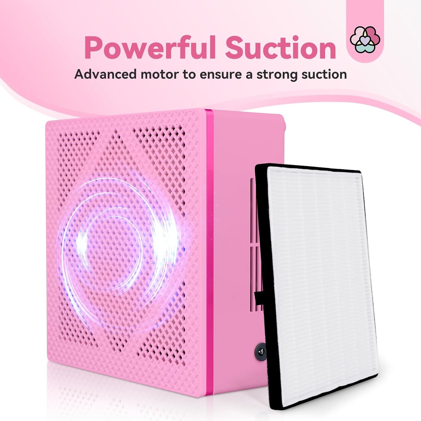 SAVILAND Nail Dust Collector, 60W Powerful Nail Vacuum Dust Collector Cleaner, Compact Dust CollectorTech with Dust Brush, Reusable Filter Manicure Tool for Acrylic Nail Gel Polishing,Salon & Home