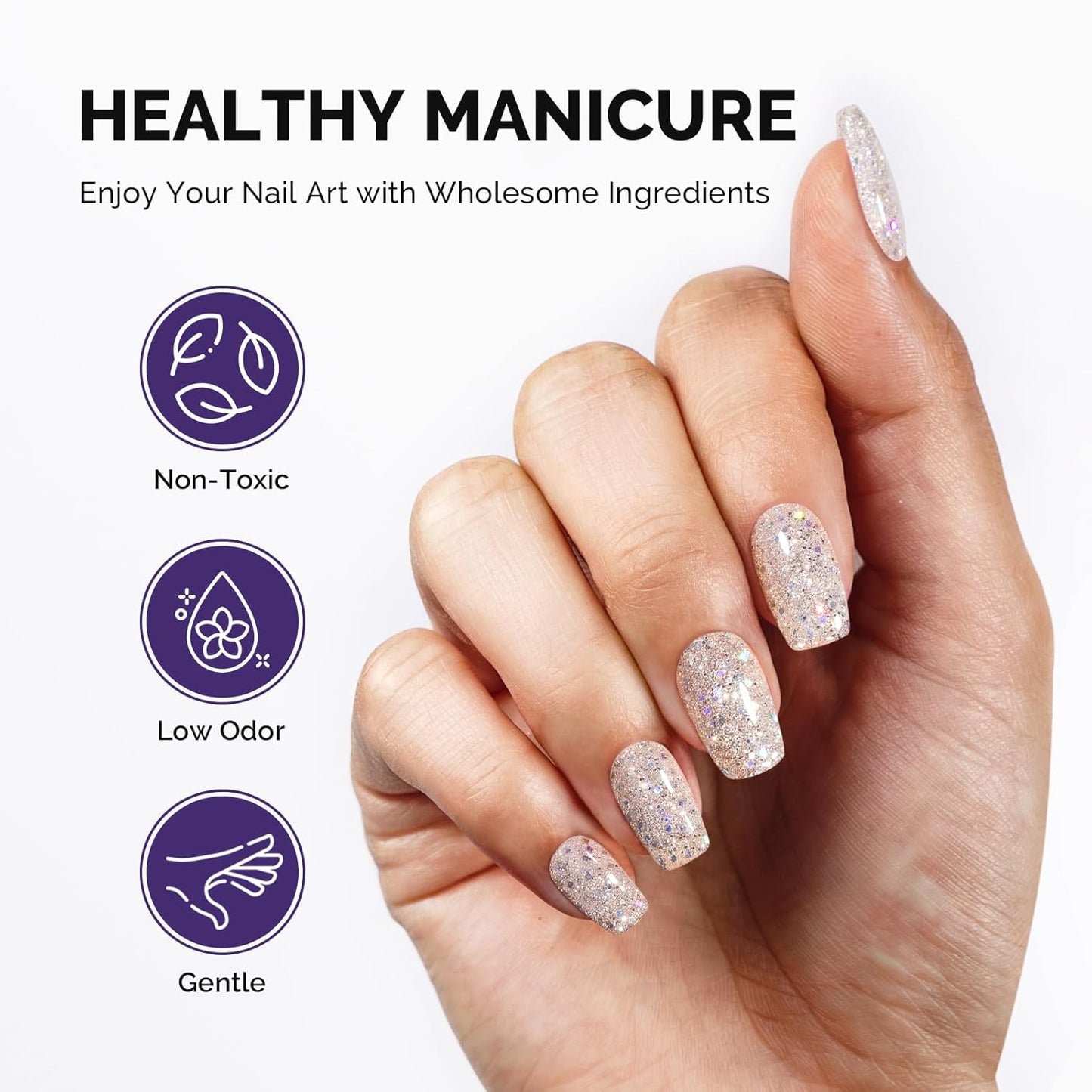 MelodySusie Galaliver Glitter Gel Nail Polish, 15ML Sparkly Shimmer Gel Polish Soak Off UV LED Cured Long Lasting Gift for Women DIY Nail Design Nail Art Manicure Colorful Silver X09
