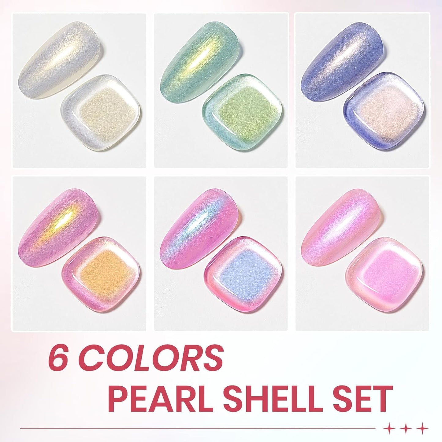 Pearl Nail Polish Set Non Gel, Quick Dry Mermaid Shell Nail Polish Air Fast Drying Manicure DIY Salon Gift(White Pink Blue Green Colors)