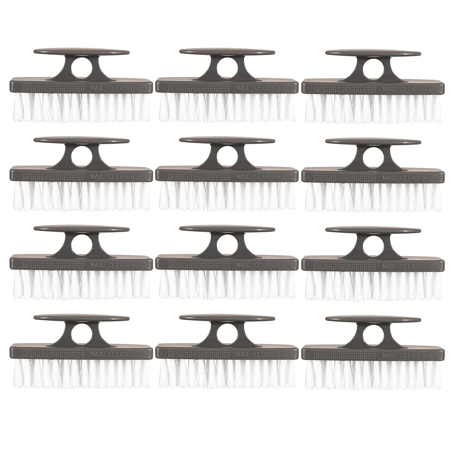 Superio Nail Scrubber Brush - All-Purpose Stiff Cleaning Brush for Hands, Feet, Kitchen & Work - Black, 12 Pack