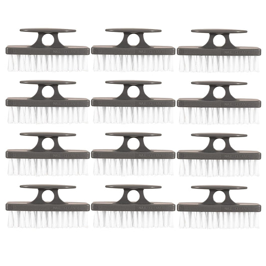 Superio Nail Scrubber Brush - All-Purpose Stiff Cleaning Brush for Hands, Feet, Kitchen & Work - Black, 12 Pack
