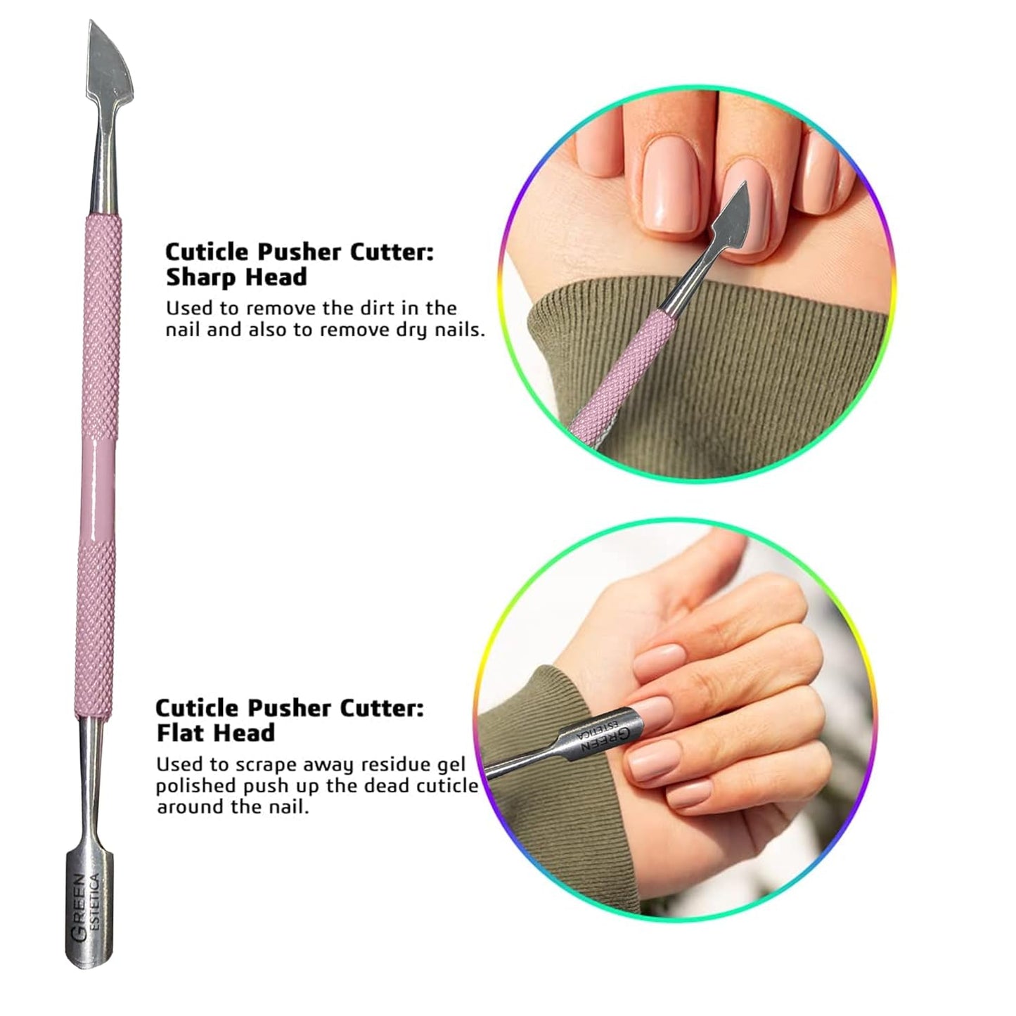 Professional Cuticle Trimmer with Cuticle Pusher Nail Cuticle Remover Nipper Silver Stainless Steel Sharp Blades Manicure Tools with Double Spring Nail Care Pedicure Nail Tools Home Spa (Rose)