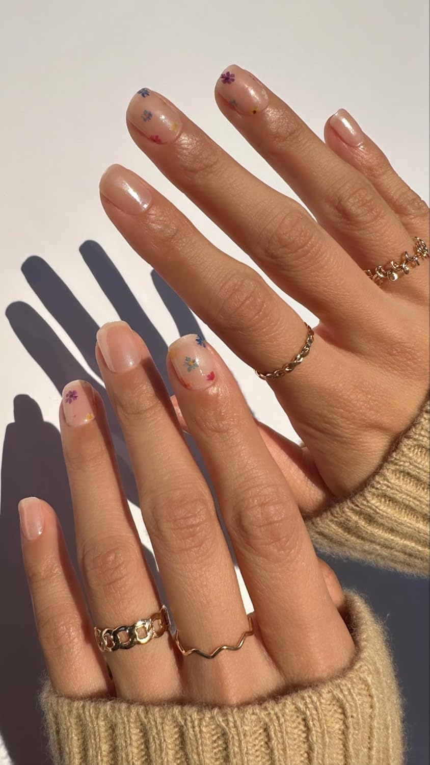 NOVA, Female Founded, Semi Cured Gel Nail Strips (Wildflower) - The 10 Minute Manicure. Salon-Quality, Works w/Any Lamp, Easy to Apply - Incl. Nail File & Stick (Wildflower)