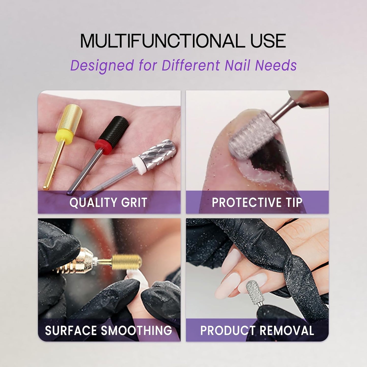 PANA 3/32" Large Smooth Round Top Safety Carbide Nail Drill Bit for Gel Polish & Acrylic Removal Nail Salon Manicure Pedicure Electric File Tools (Large Barrel - Gold, Coarse)