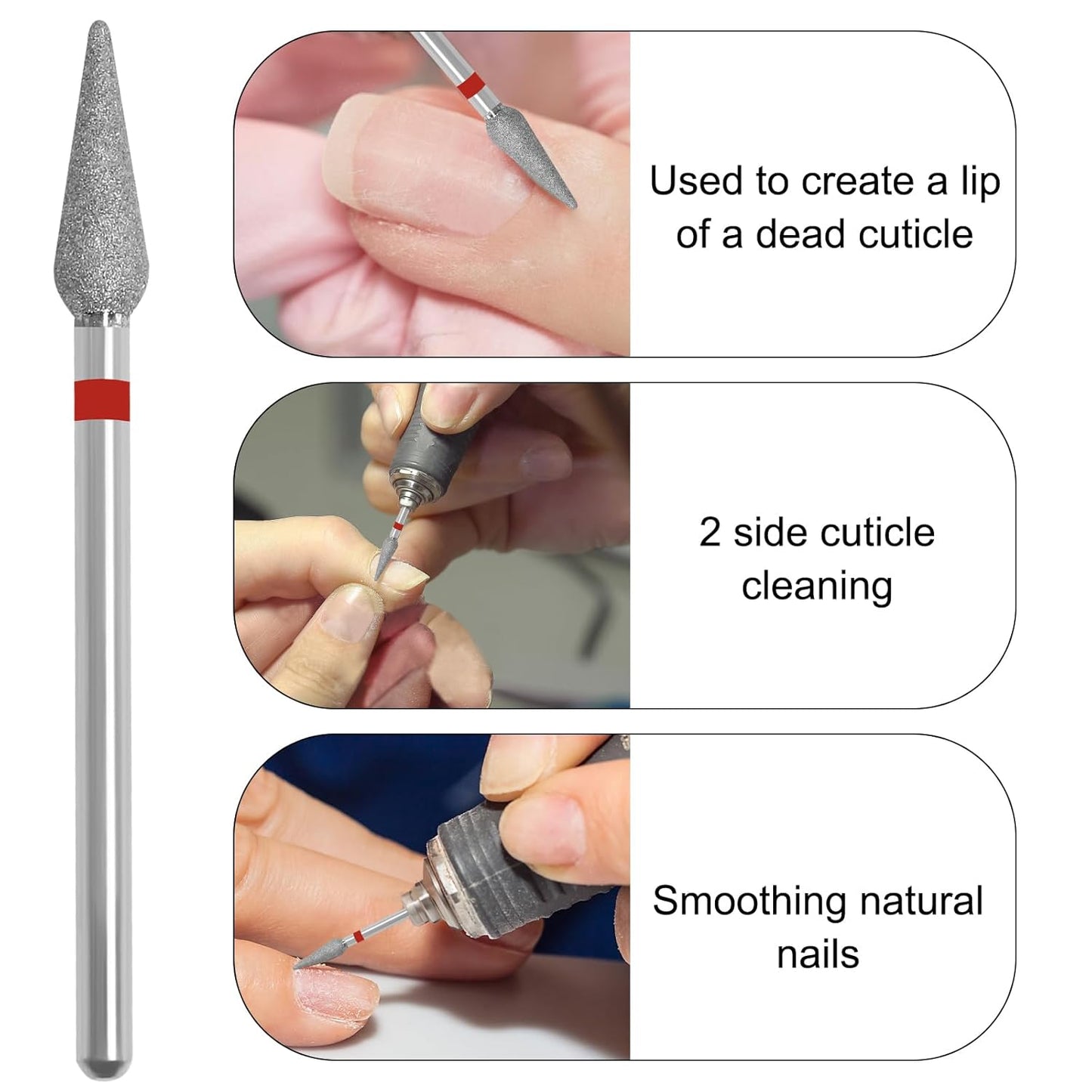 Cuticle Clean Nail Drill Bit 3/32'',Russian Manicure Drill Bits Professional Safety Carbide Under Nail Cleaner Nail Bit for Cuticle Dead Skin Nail Prepare, Manicure Nail Salon (Fine)