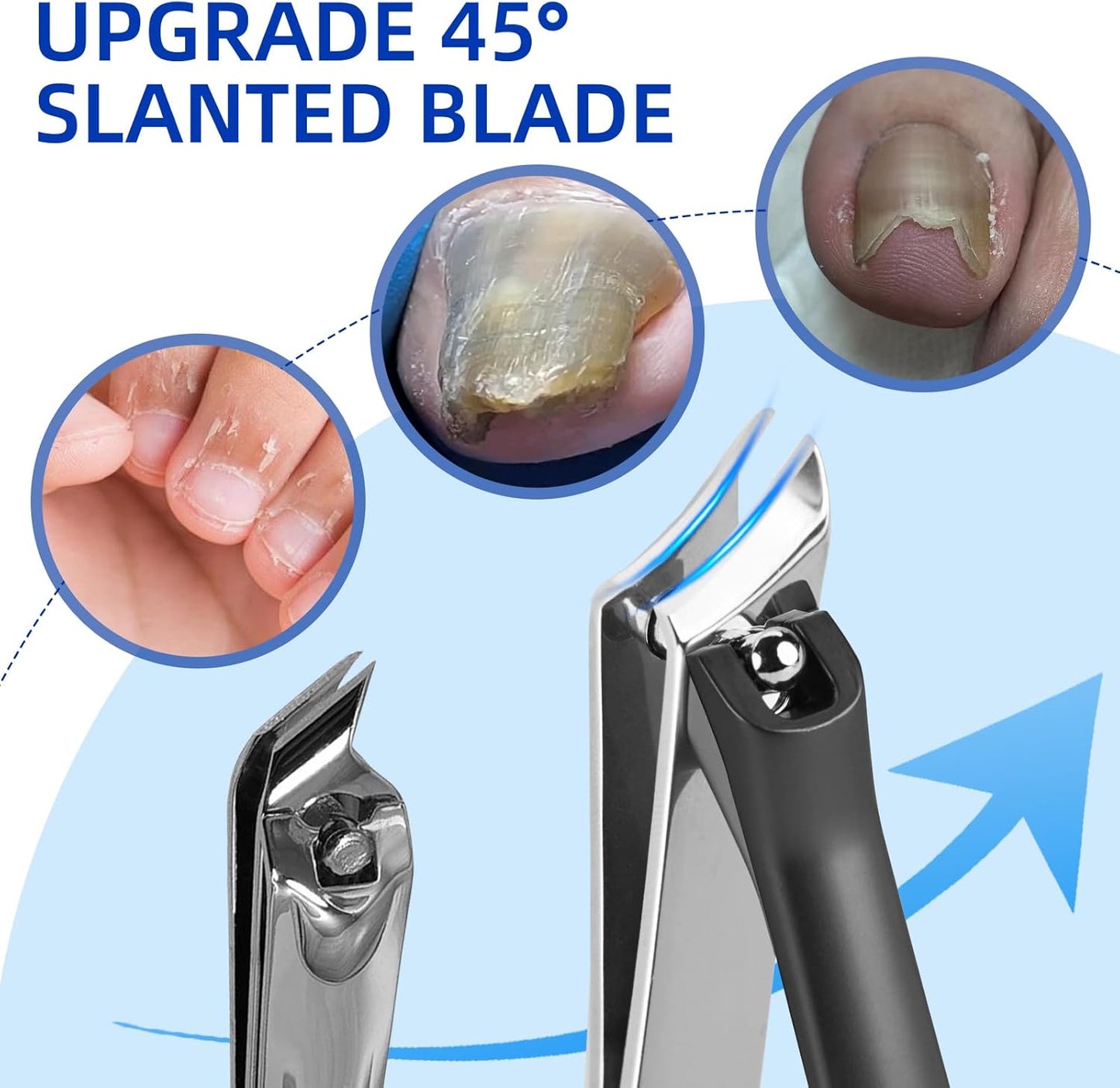 Thick Toenail Clippers for Mens, Professional Large Toe Nail Clippers for Thick Nails for Seniors, Heavy Duty Edgy Ingrown Toenail Clippers, Sharp Slanted Nail Cutter with Wide Jaw