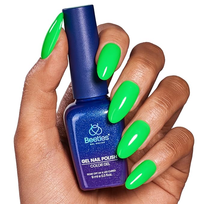 Beetles Halloween Green Gel Nail Polish, Bright Green Gel Polish Ghost Phantom Soak Off Uv LED Nail Lamp Manicure Salon Gift for Women 0.3Oz