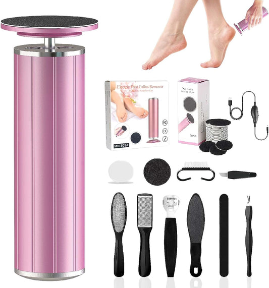 Electric Callus Remover for Feet, USB Power Supply Electric Foot File Sander Scrubber with Speed Controller 60Pcs Replacement Sandpaper Disk for Dead Skin, Cuticles