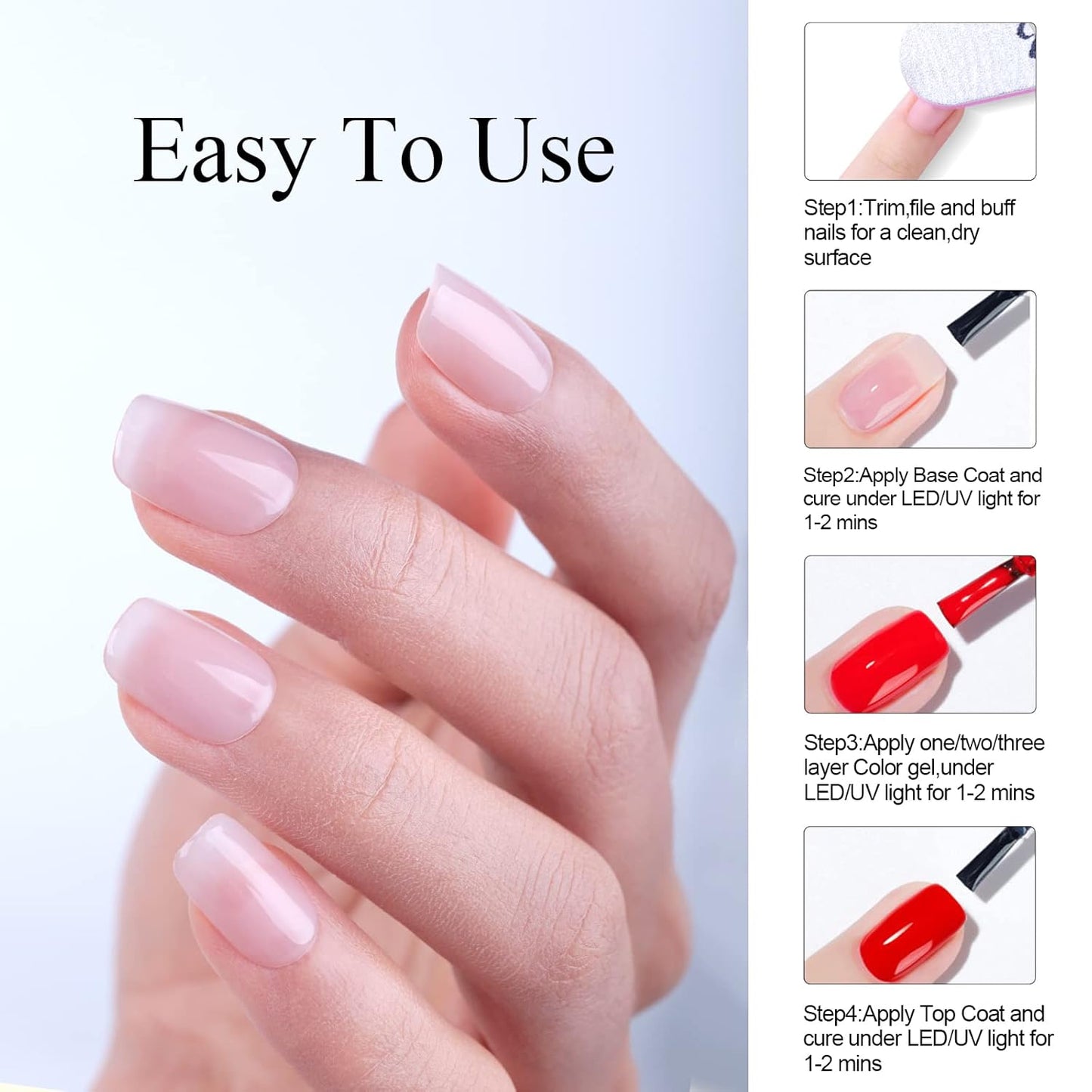 Imtiti Nude Gel Nail Polish, 1 Pcs Neutral Jelly Pink Translucent Color UV Light Cure Gel Polish for Nail Art DIY Manicure at Home Gel Nail Mani Gifts for Women Girls 0.5 fl oz