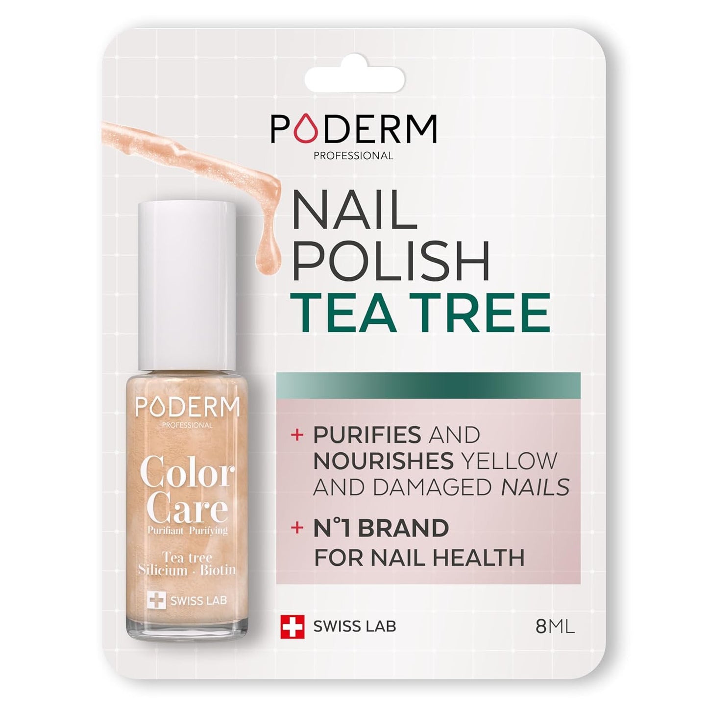 PODERM - Nail Polish – Enriched with Tea Tree – Improves nail appearance – Ingredients Natural/Vegan - foot/hand - Swiss Made (Brilliant Gold)