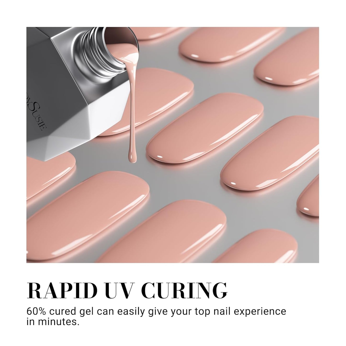 MelodySusie 30PCS Semi Cured Gel Nail Strips, Nude Jelly, Salon Quality, Long Lasting, Easy to Apply, Includes 2 Prep Pads, Nail File and Wooden Stick