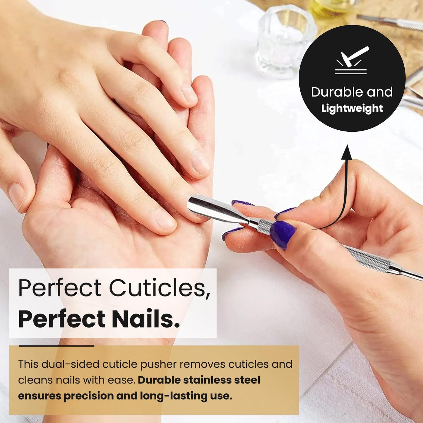Cuticle Pusher Tools - Professional Nail Cuticle Pusher Cuticle Remover Cuticle Trimmer Spoon Shaped Nail Cleaner Dual Sided Metal Stainless Steel Manicure Pedicure for Women 4 Pack Set Krisp Beauty