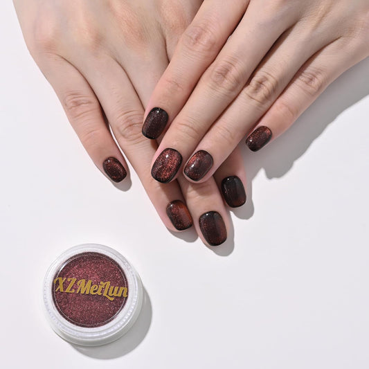 Cat Eye Nail Powder, Big-Capacity 0.8g 9D Cat Eyes Magnetic Powder Red Magic Mirror Effect Pigment Holographic Nail Art Glitter, Can Mixed with Builder Gel Nail Polish for Use
