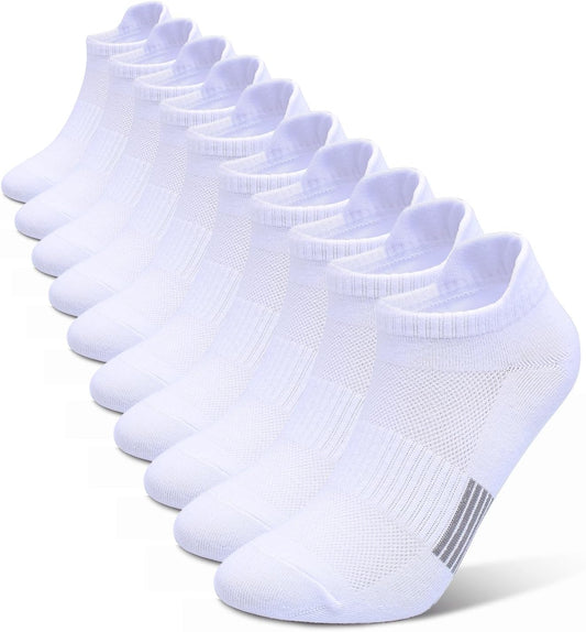 Henwarry Women's 10 Pairs Athletic Running Low Cut Socks Thin Cotton Soft Ankle Tab Socks