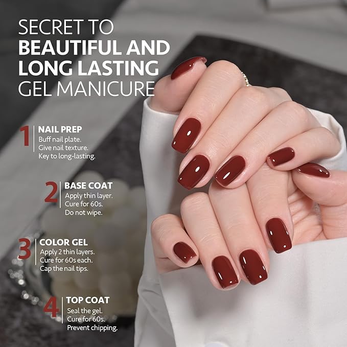 GAOY Red Gel Nail Polish, 16ml Soak Off Gel Polish, UV Light Cure for Nail Art DIY Manicure at Home, 2014 Mud Red