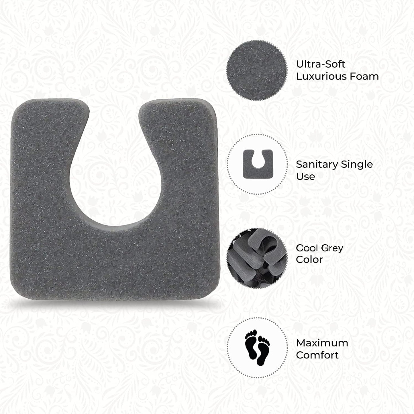 ForPro Professional Collection Sole Toe, Luxurious Foam, Individual Toe Separators for Pedicures, Cool Grey, 144-Count