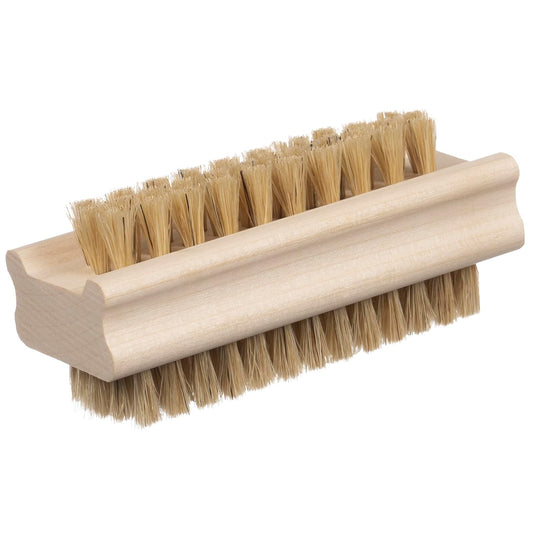 Konex Non-Slip Wooden Two-Sided Nail Brush for Cleaning Fingernails - Nail Scrubber with Natural Boar Bristle - Essential for Daily Use