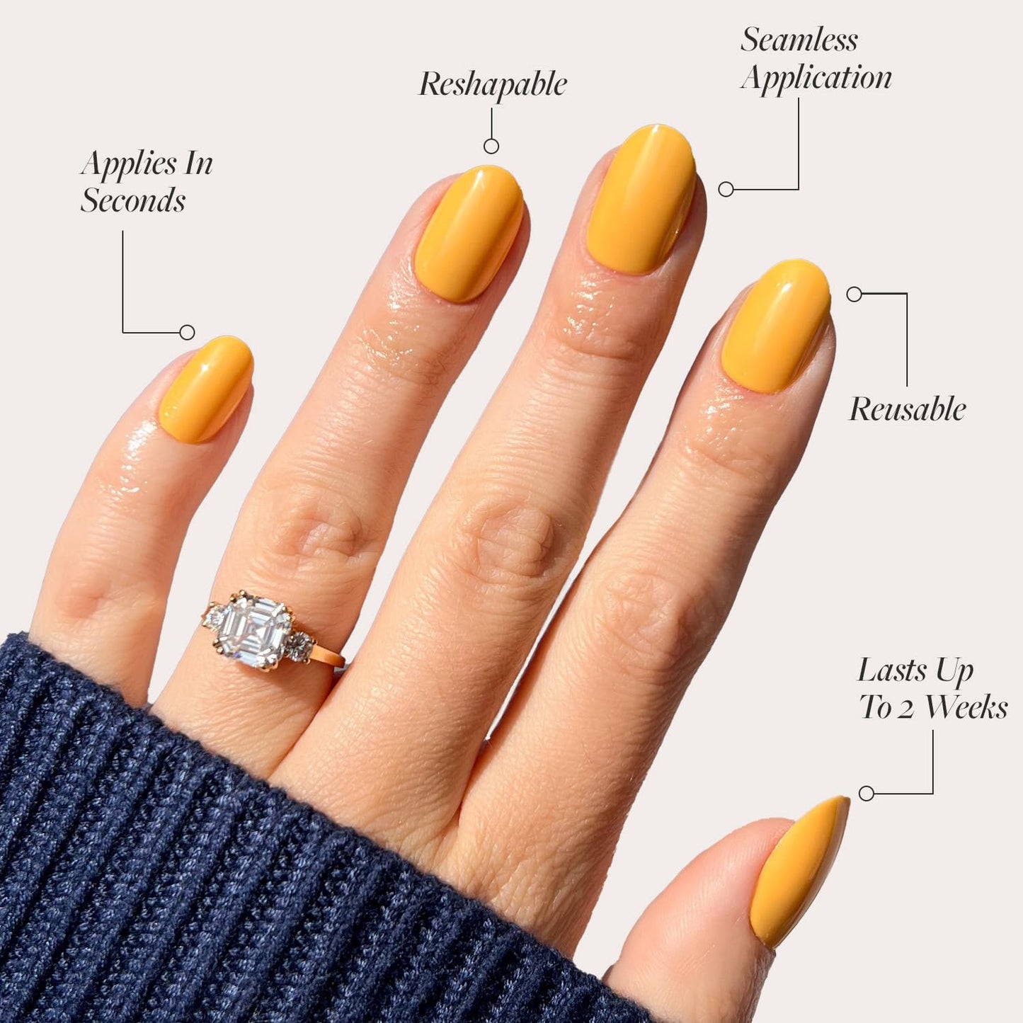 Glamnetic Press On Nails - Sunset Orange | Opaque Trendy Orange Short Round Fake Nails, Salon Quality | 12 Sizes - 30 Nail Kit