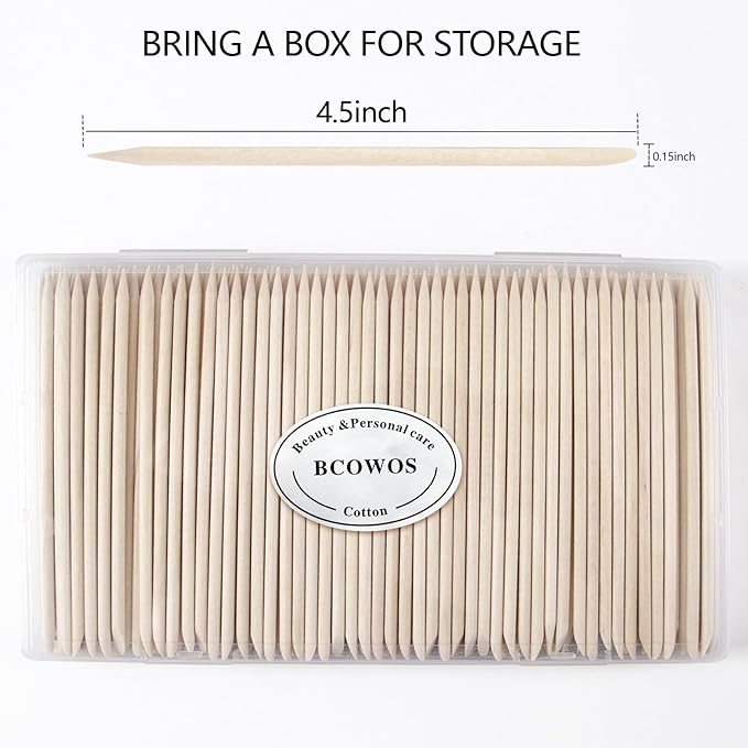 180PCS Orange Sticks for Nails in a Case - 4.5 inch Double Sided Wooden Cuticle Pusher Sticks for Nail Art, Manicure & Pedicure - Wood Sticks for Waxing