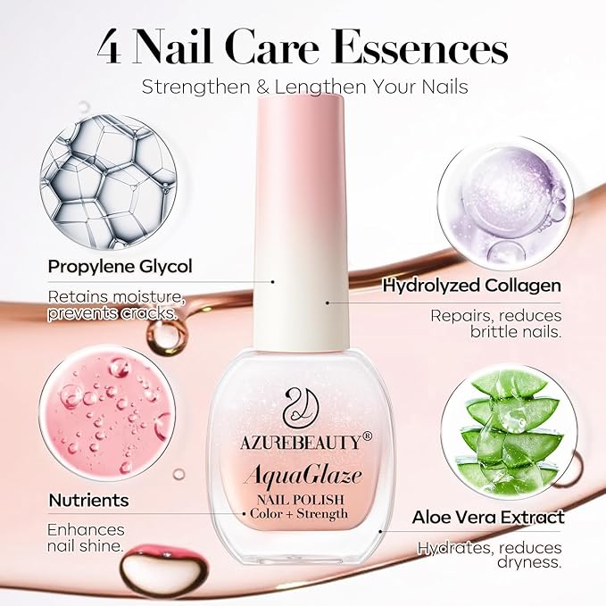 AZUREBEAUTY Light Coral Orange Nail Polish, Burgundy Natural Quick Dry Nail Strengthening Glossy Finish for DIY Manicure & Nail Art, Salon Quality