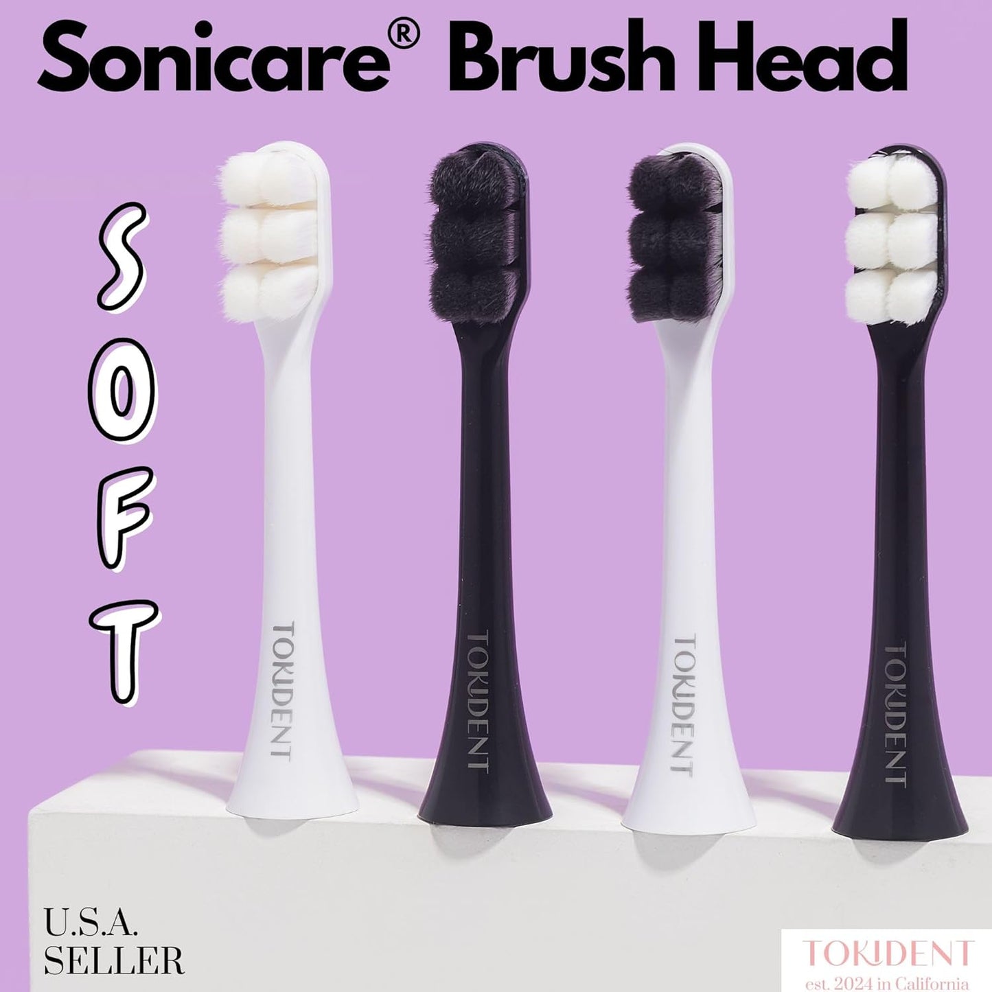 Replacement Brush Heads for Philips Sonicare Electric Brush - Ultra Soft Toothbrush Heads for Sensitive Teeth & Gums - Replacement Head with 10,000 Wave Cut Nano Bristles - 2 Pack - Pearly White